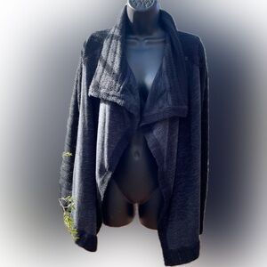 Lucky Brand Black/Charcoal Drape Cardigan